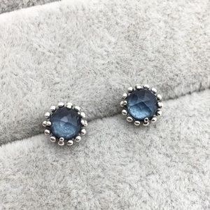 midnight star genuine PANDORA silver navy blue crystal studs earrings